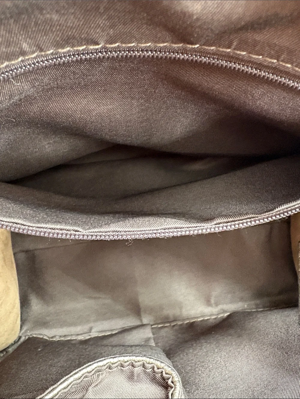 Firano Metallic Taupe Pebbled Leather Satchel with Tassel Accent no strap
